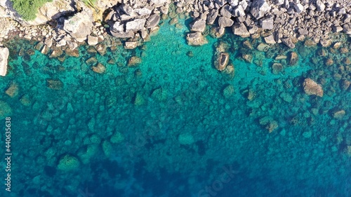Fototapeta Naklejka Na Ścianę i Meble -  Birdview of mediterranean sea water of a lovely coastline-
Mallorca best beaches 