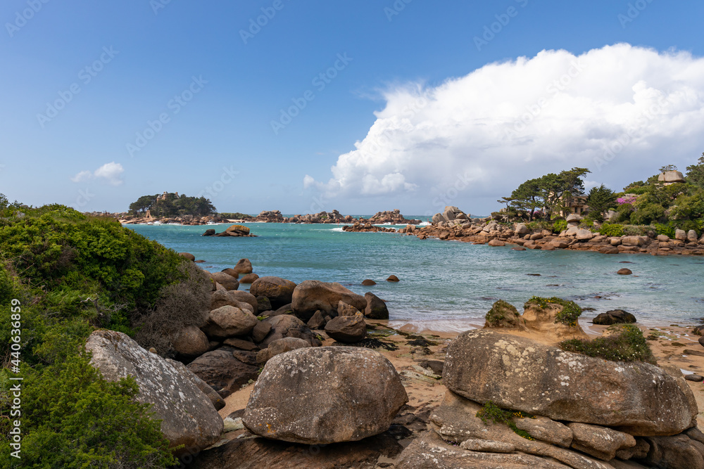 Granite rocks in the bay of Ploumanach, Cotes d'Armor, Brittany, France