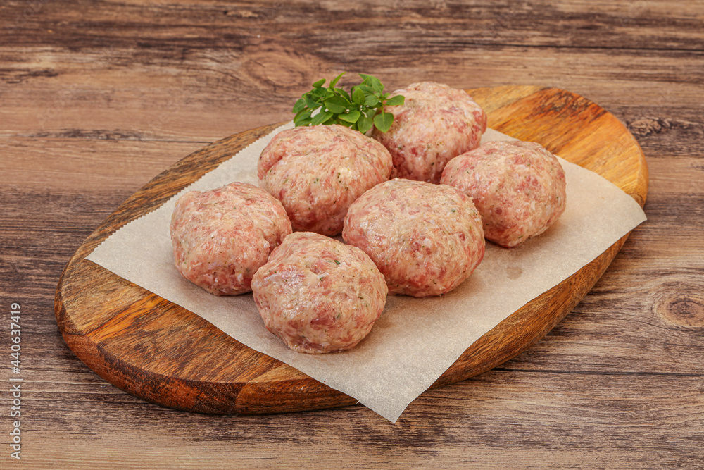 Raw turkey meatball for cooking Raw turkey meatball for cooking