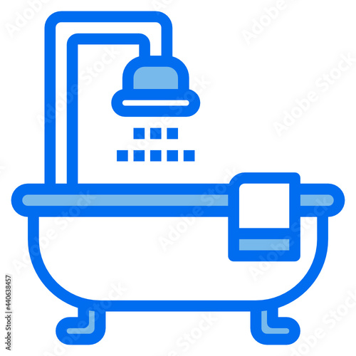 Bathtub blue line icon