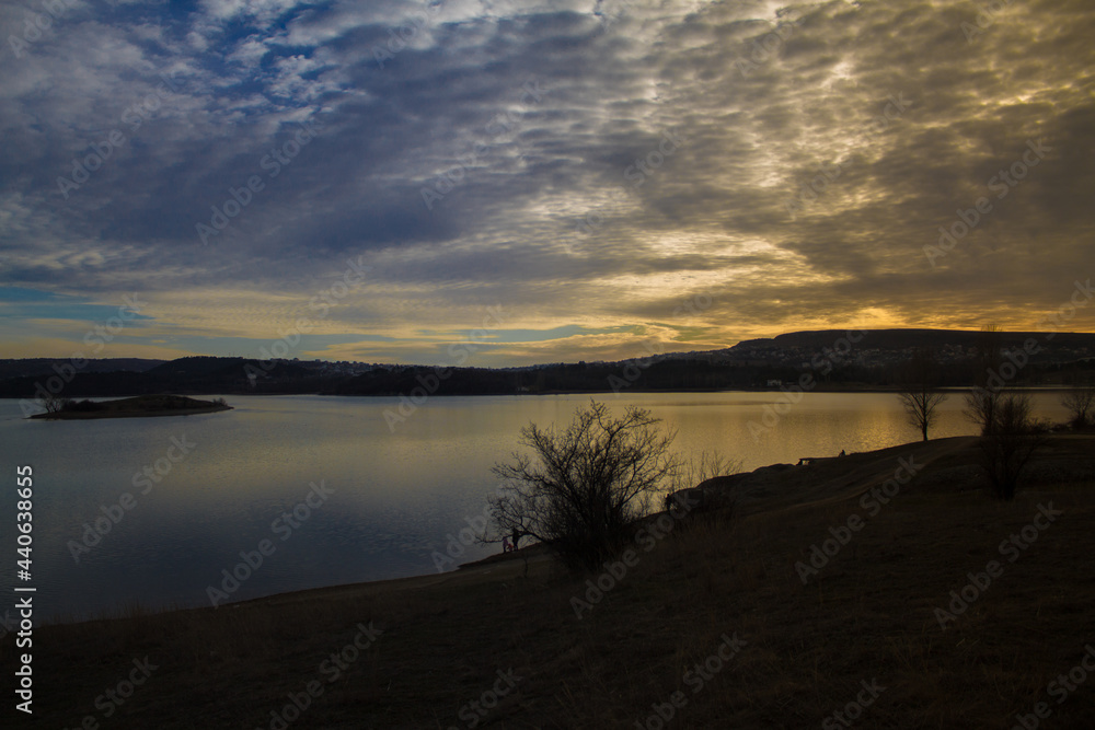 sunset over the lake