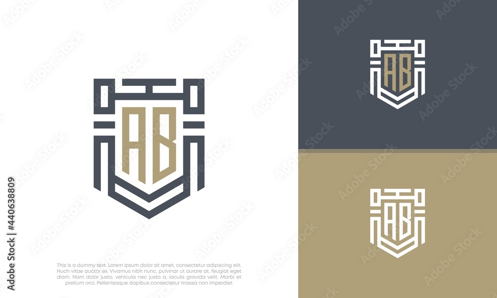 Luxury Shield Letter AB Logo Design. Initial Letter Logo. Luxury Shield Letter AB Logo Design. Initial Letter Logo.