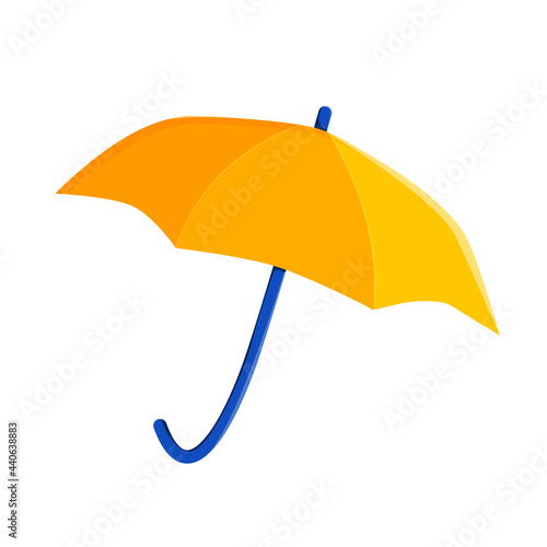 Yellow umbrella from rain and bad weather in cartoon style. Vector graphics. Isolated on white background.