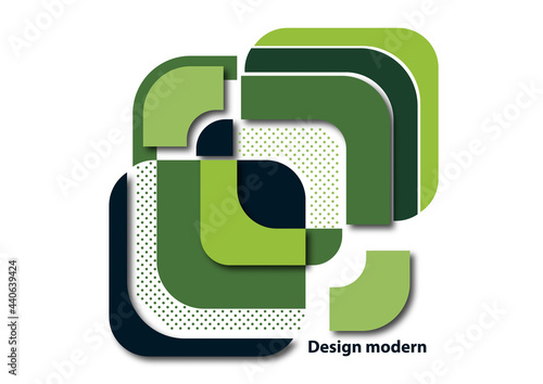 Cut squares with rounded corners and shadow, many dots. Bright geometric design for creative advertising, poster or brochure in trendy style. Vector