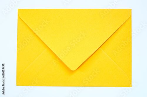 yellow vintage paper envelope isolated on the white