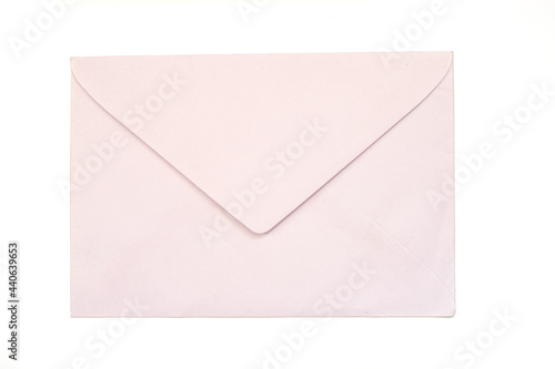pink vintage paper envelope isolated on the white