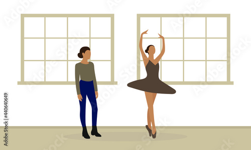 Female character looking at a dancing ballerina