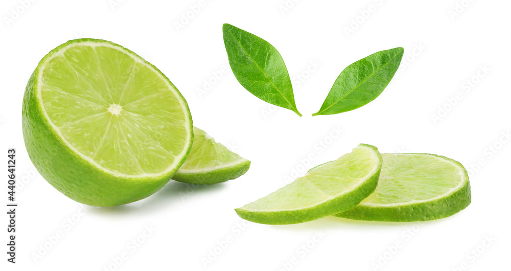 Lemon lime, cut, isolated on a white background