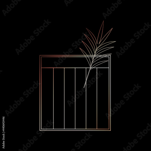 Bar logo template. Outlined cocktail glass. Vector illustration of short glass with decoration and neon effect.