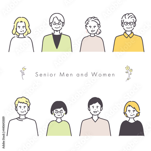 シニア男女のアイコンイラスト