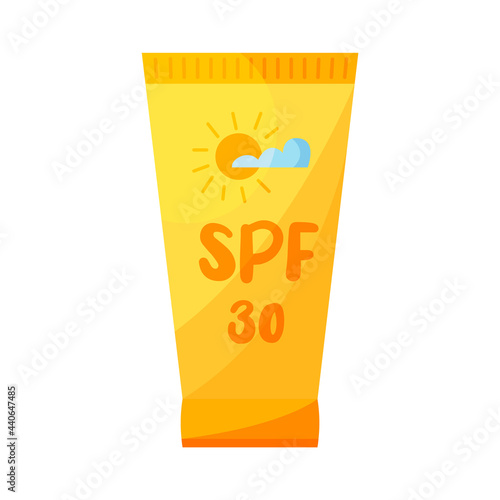 Tube sunscreen 30 spf on white background.