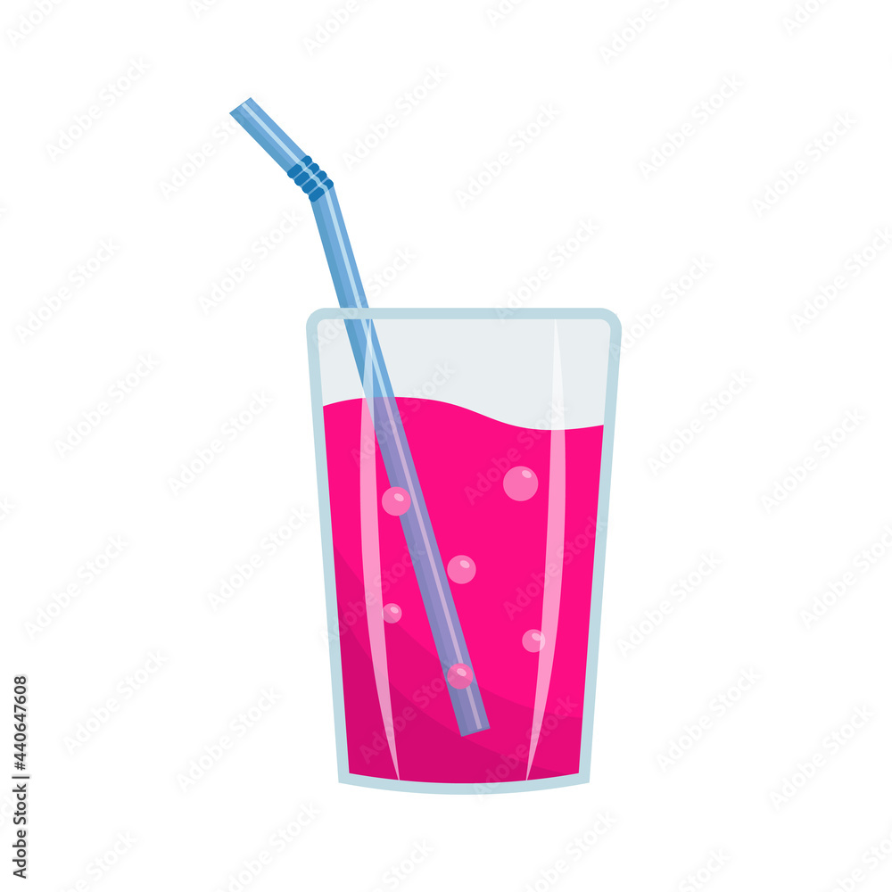 Glass with pink lemonade and straw. Glass with pink lemonade and straw.