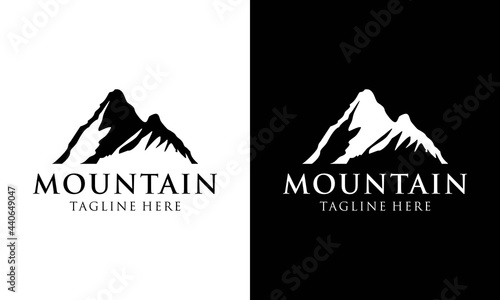 Mountain Hand Drawn Logo Template. Vector Design Elements  Labels  Badges  Emblems. Mountain Logo  Hill Logo  Mountain Symbol  Mountain Icon  Rock Climber Logo.