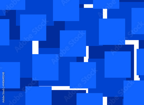 Abstract background illustration of different sizes and shades of blue squares