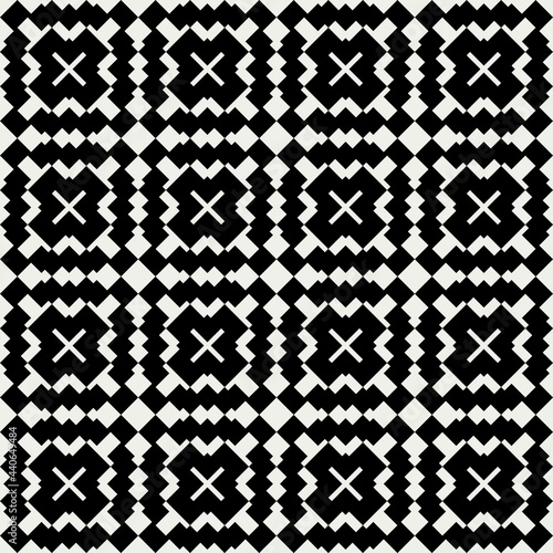 Tile crosses pattern. Vector black simple ornament.