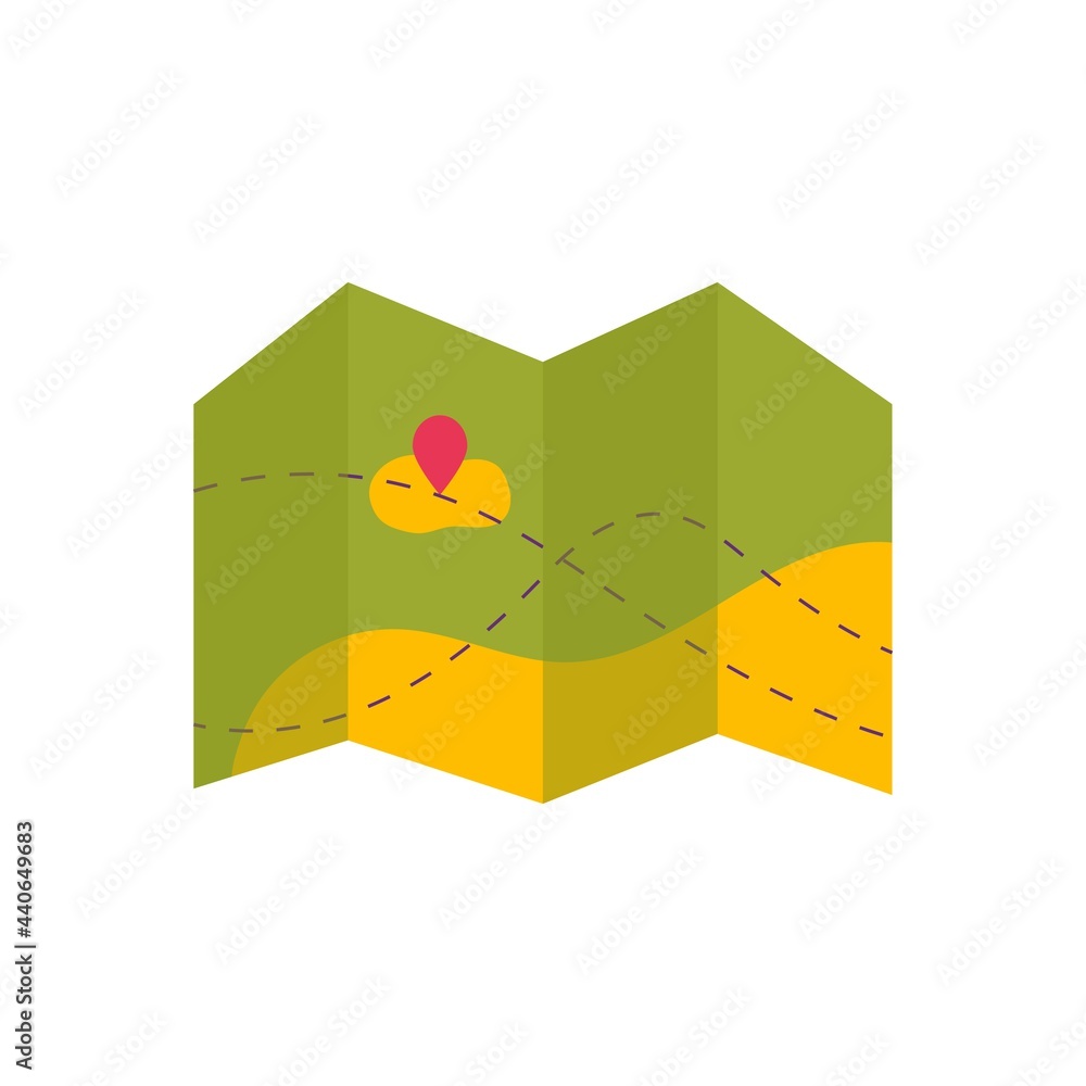 Icon of map for adventure tourism, travel. Journey decorative design ...