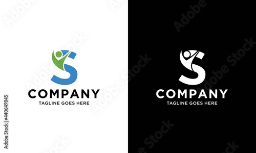 professional logo template. the concept of the letter S logo, the shape of a Healthy Life people.