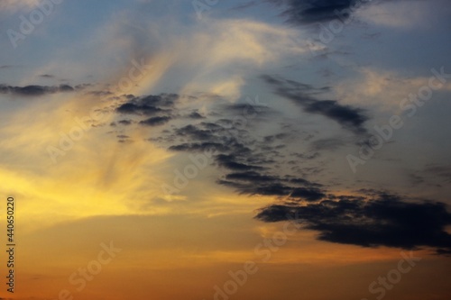 Dark clouds in the sky at sunset