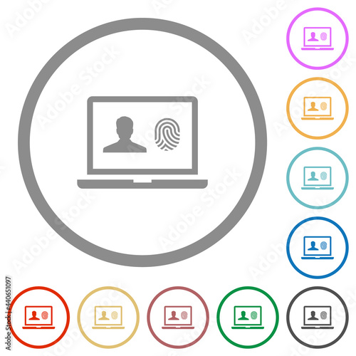 Criminal background check flat icons with outlines