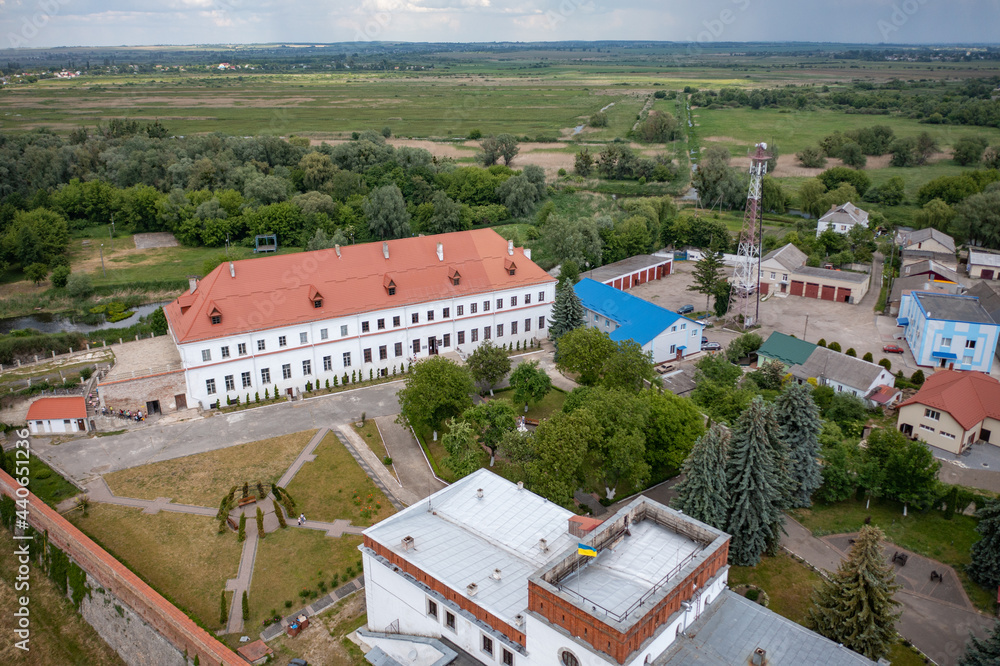 Aerial view on Dubno castle from drone