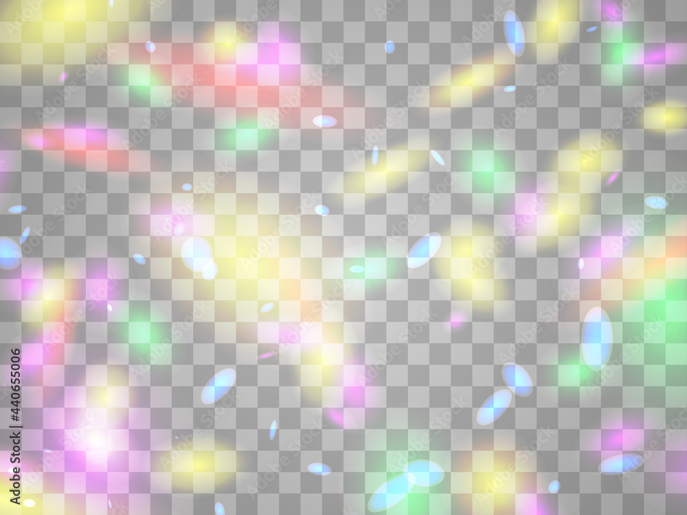 Glowing light rainbow colors on a transparent background. LGBT pride month. Glowing particles. Festival of sexual minorities, gays and lesbians, transgender people. Vector illustration