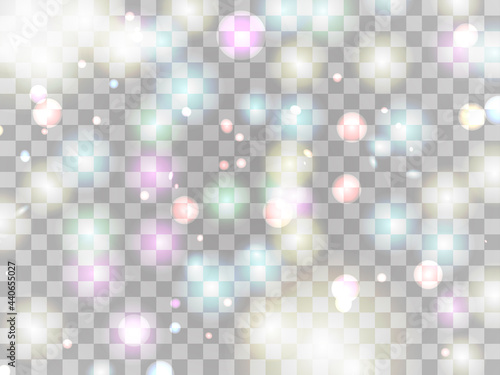 Glowing light rainbow colors on a transparent background. LGBT pride month. Glowing particles. Festival of sexual minorities, gays and lesbians, transgender people. Vector illustration