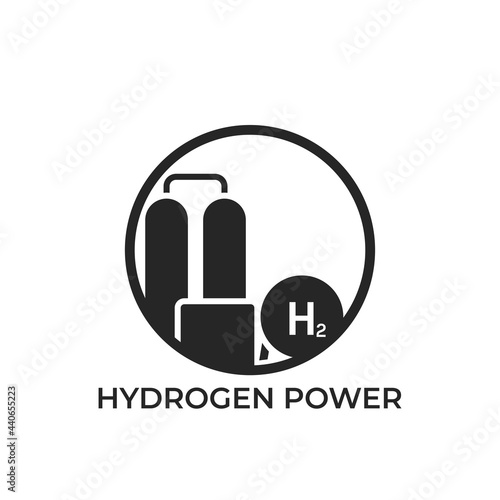 hydrogen power round logo. environment, eco friendly and alternative energy symbol