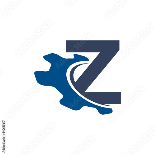 Free Download Corporation Letter Z with Swoosh Automotive Gear Logo Design. Suitable for Construction, Automotive, Mechanical, Engineering Logos - GFXLoad