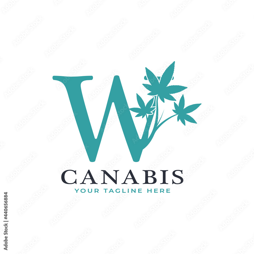 Letter W Green Canabis Logo Alphabet With Medical Marijuana Leaf. Usable for Business, Science, Healthcare, Medical and Nature Logos. Letter W Green Canabis Logo Alphabet With Medical Marijuana Leaf. Usable for Business, Science, Healthcare, Medical and Nature Logos.