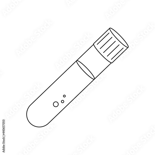 Test tube with blood sample linear icon. Blood medical analysis. Editable stroke. Vector outline illustration.