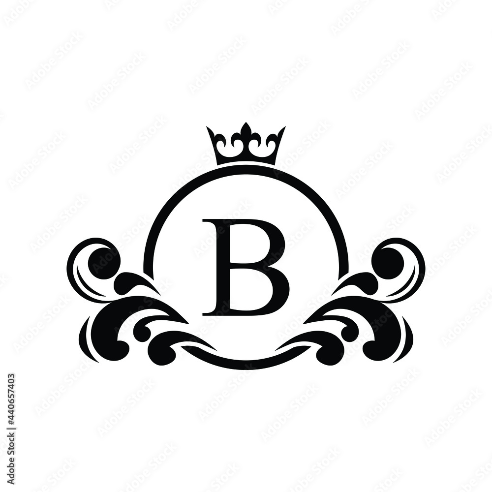 Black Letter B Template Logo Luxury Letter With Crown. Monogram ...