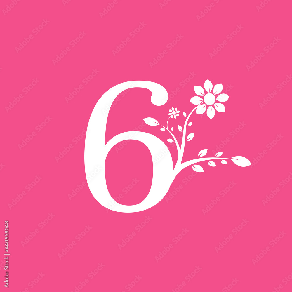 Number 6 Linked Fancy Logogram Flower. Usable for Business and Nature Logos. Number 6 Linked Fancy Logogram Flower. Usable for Business and Nature Logos.