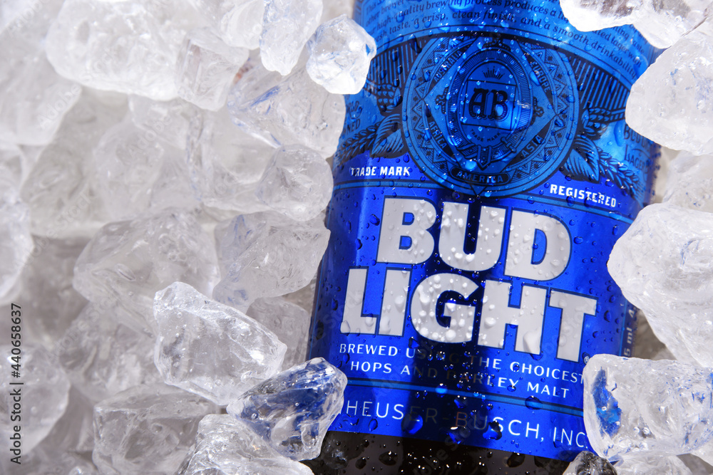 Bottle of Bud Light beer in ice Stock Photo |