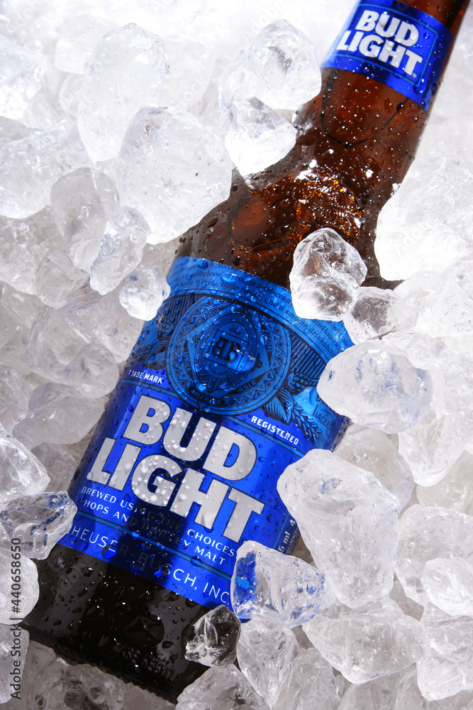 Bottle of Bud Light beer in crushed ice Stock Photo | Adobe Stock