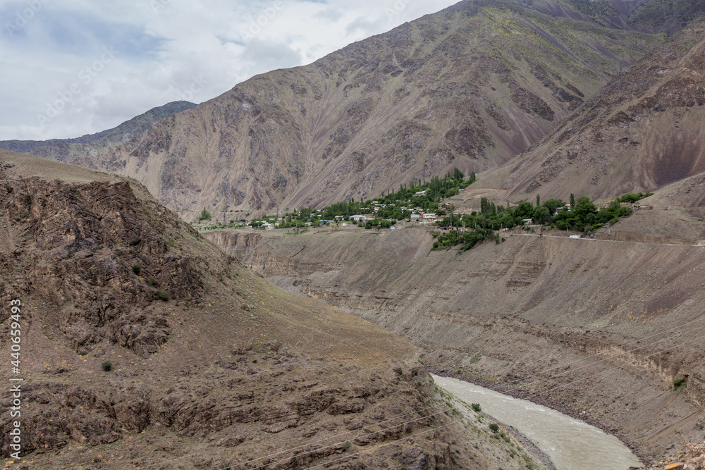 View of Fon river valley in Tajikistan