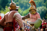 rekonstrukcja walk gladiatorów podczas dorocznego święta 