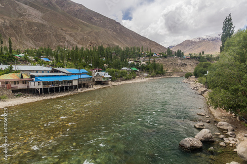 River Gunt in Khorog town, Tajikistan photo