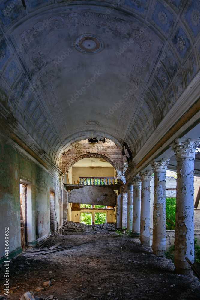 Interior of old ruined abandoned theater