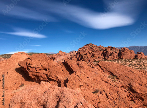 Red rocks. National park. Angle View Of Rock Formations Against Sky 