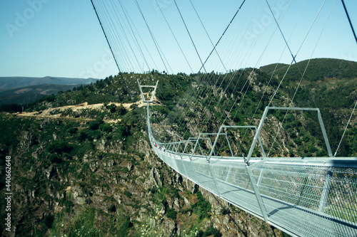 View of the Arouca 516 suspension bridge above the Paiva River, Portugal. photo