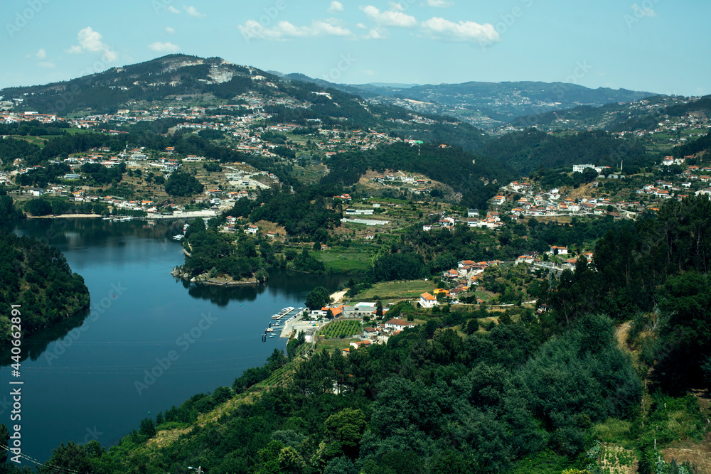 Panorama of the Douro River in the Aveiro District in Portugal.