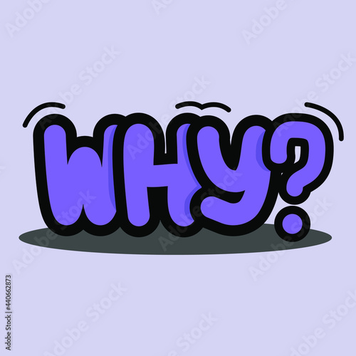 Why. Word why. Lettering. Word logo. Handwritten text. Text graffiti. 