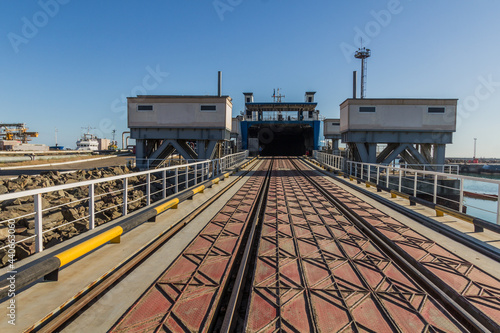 Ferry ramp in Aktau Port, Kazakhstan