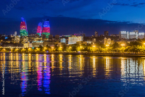 Night view of Baku skyline, Azerbaijan