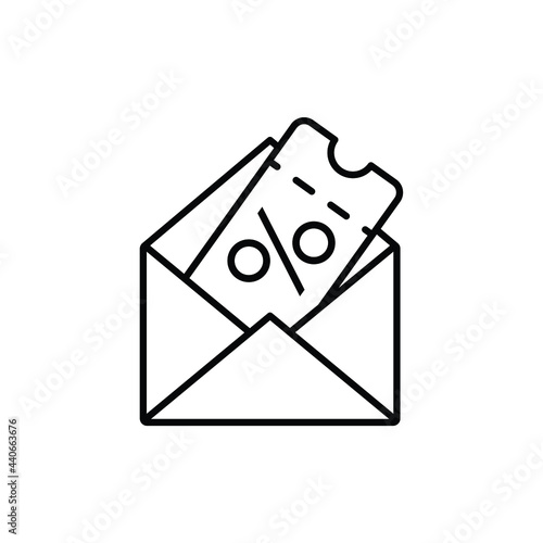  envelope with discount coupon icon vector. sale percent  sign