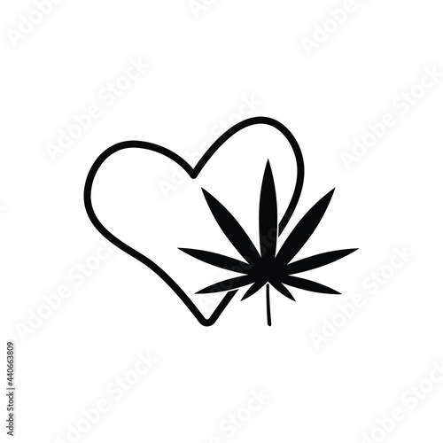 medical marijuana or cannabis leaf icon and heart icon I like marijuana  sign