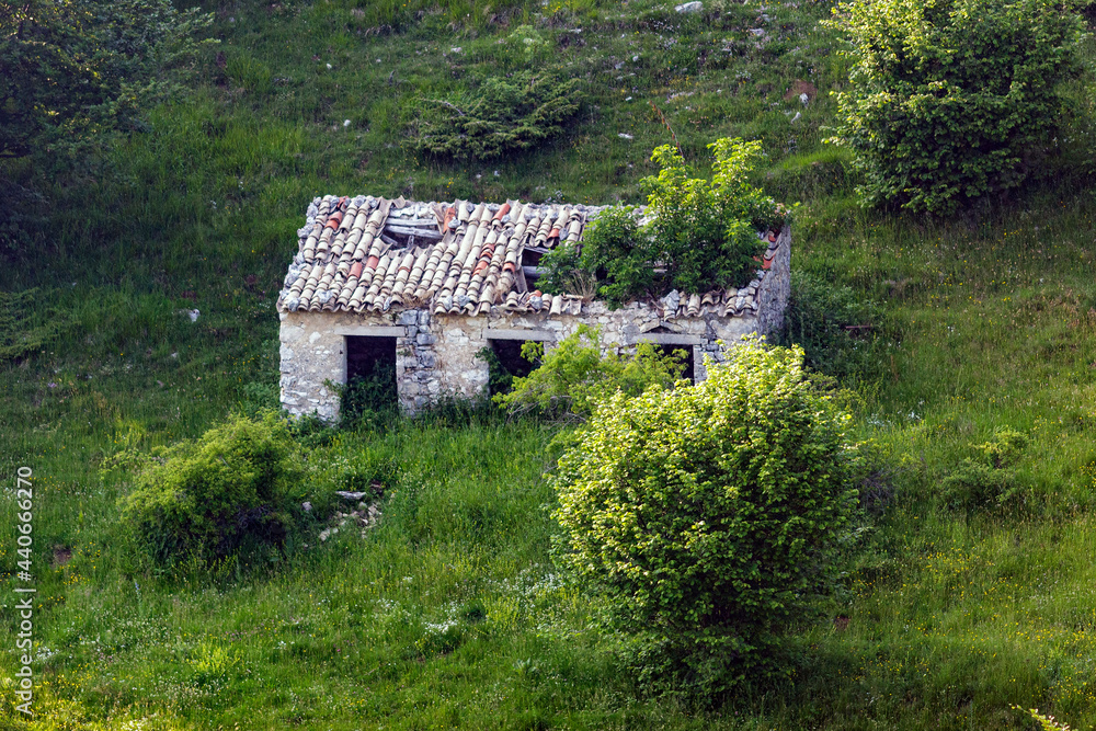 Abandoned building near a mountain hut