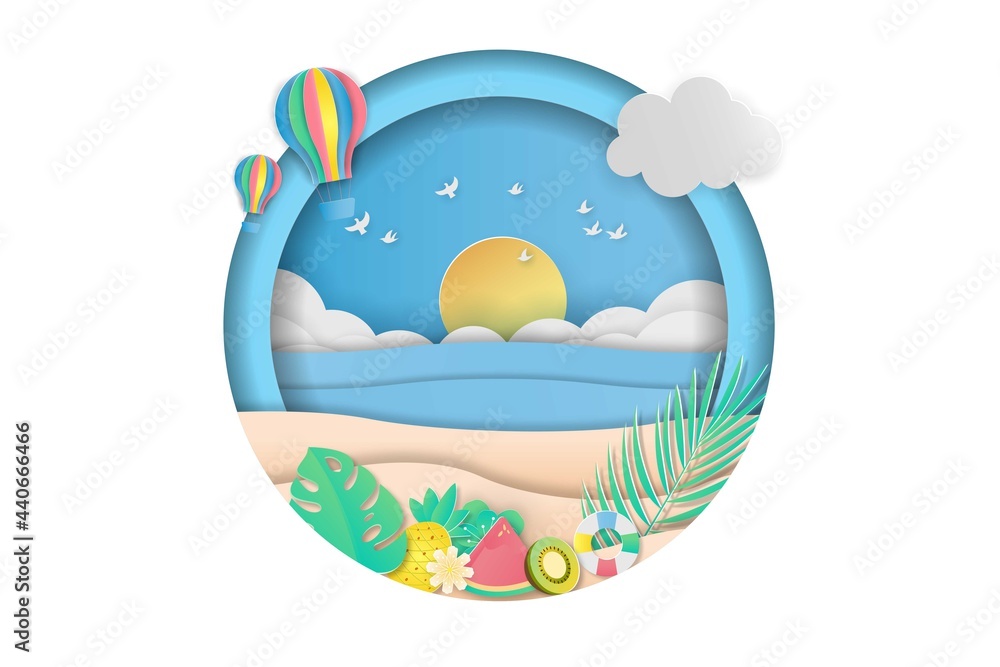 Summer sale banner in papercut style. Premium Vector Summer sale banner in papercut style. Premium Vector