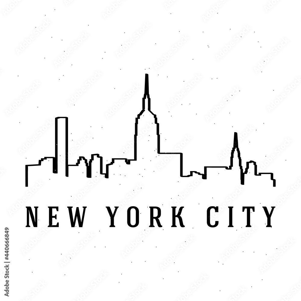 New York City. Buildings silhouette. Independence Day card 