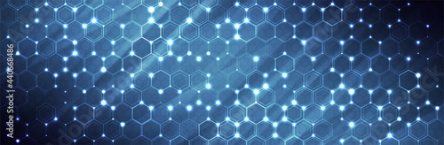 Fototapeta Naklejka Na Ścianę i Meble -  Futuristic Hexagon background. Blue Hexagonal pattern. Modern vector illustration